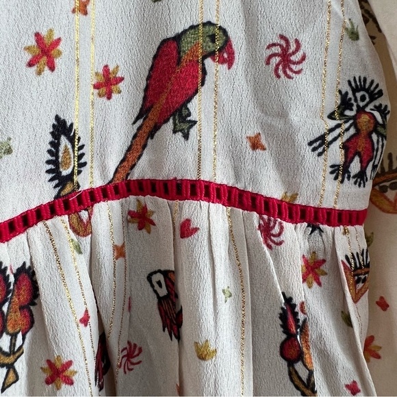 Anthropologie Paradise Peasant Blouse Nikasha New Parrots Boho top shirt - Picture 7 of 8
